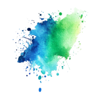 Vibrant green and blue watercolor paint splash creating an artistic and lively abstract effect on transparent background, green blue colored paint fleck splash isolated on transparent background png