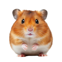 Adorable little hamster sitting calmly on a clean transparent background with curious eyes and soft fur for a charming closeup view, cute hamster isolated on transparent background png