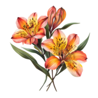 Beautiful alstromerias blooming against a pristine transparent transparent backdrop, A portrayal of alstromerias, isolated against a transparent or transparent background backdrop png