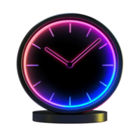 Stylish desk clock featuring vibrant neon lighting in a modern workspace, fashionable desk clock with neon lighting, file of isolated object with shadow on transparent background png