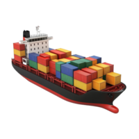 Cargo ship transporting multicolored containers on a pristine transparent background, cargo ship transport containers on transparent background png