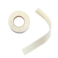 Clear sticky tape roll placed on a transparent background with a partially unrolled strip showing its smooth texture, transparent background sticky tape png
