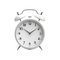 Classic alarm clock with clear face displayed on a plain transparent background indicating morning time, Alarm clock on transparent background png
