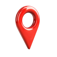 A red location pin highlighting an address in a map for navigation purposes, 3d red pin point map address location pointer symbol transparent background png