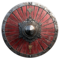 A detailed medieval knight shield with ornate design from the Dark Ages displayed against a plain backdrop, medieval shielddark ages knight shield isolated on transparent background png