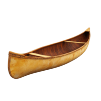 A handcrafted canoe isolated on a transparent background showcasing its elegant design and natural materials, Canoe isolated on transparent background png