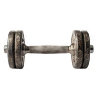 A classic dumbbell resting on a clean transparent background for fitness enthusiasts, a dumbbell isolated on transparent background png
