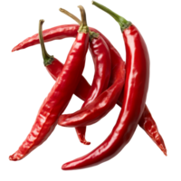 Fresh cayenne peppers arranged artistically on a transparent background highlighting their vibrant red color and unique shape, Cayenne pepper on transparent background png