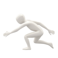 Minimalistic representation of a man in motion, pushing forward against a clean transparent background, pushing man minimalistic simple 3d isolated on transparent background png