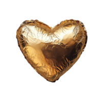 Heartshaped chocolate wrapped in shiny foil ready for Valentines Day celebration on a neutral background, Heart shape chocolate with foil wrapper png