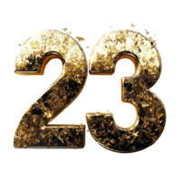 Shiny golden numbers 2 and 3 representing the New Year celebration on a transparent background, Number 2023 New Year isolated on transparent background png