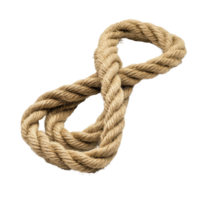Natural jute rope twisted into an infinity loop on a clean transparent background, Rope on transparent background png