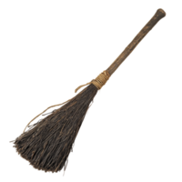 A realistic witch broom crafted from natural materials on a clean transparent background, Realisitc Witch broom on transparent background png