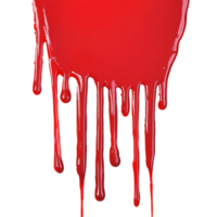 Red paint drips down against a plain transparent background, creating an eyecatching artistic effect, Dripping Red Paint Streak Isolated on transparent background png