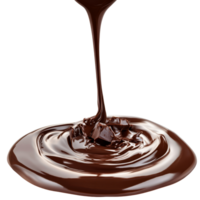 Liquid chocolate pouring stream isolated on transparent background for culinary and dessert applications, Liquid Chocolate Pour Stream isolated on transparent background png