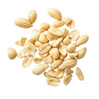 A collection of peeled peanuts displayed on a transparent background, showcasing their light color and unique texture, peeled peanuts isolated png
