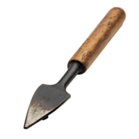 Detail of a metal chisel tool with a wooden handle isolated against a transparent background, perfect for sculpting and woodworking projects, Chisel tool isolated Stock Photo png