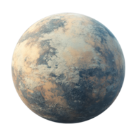 An artistic rendering of a distant planet with varied terrain on a transparent background, Planet on transparent background png