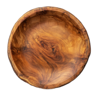 Top view of a wooden plate with a unique grain pattern on a transparent background ideal for showcasing natural artistry, top view wood plate on transparent backgroundfile png