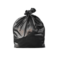 A black garbage bag isolated on a clean transparent background for waste collection and disposal purposes, Black Garbage Bag isolated on transparent background png