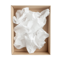 Tissue paper carefully arranged in a simple brown box against a clean transparent background, tissue paper in box on transparent backgroundfile png