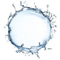 A dynamic water splash creating a perfect circle shape against a transparent background in a crisp, clean setting, Water splash forming a circle isolated png