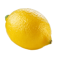 Vibrant ripe lemon resting on a clean transparent background showcasing its texture and color, ripe lemon isolated on transparent background png