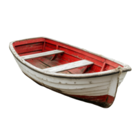 Small wooden boat on a clean transparent background, highlighting its vintage charm and rustic colors, Small boat isolated on transparent background png