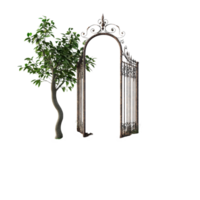 Elegant soil gate with greenery on a pristine transparent background showcasing natural beauty, Beautiful soil gate on a transparent background png