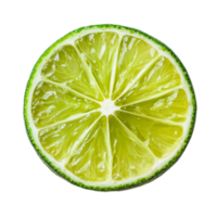 Fresh slice of lime on a transparent background perfect for culinary use or beverage garnishing, slice of lime isolated on transparent background png