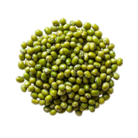 Fresh green mung beans isolated on a plain transparent background, showcasing their vibrant color and nutritious appeal, Green mung beans isolated png