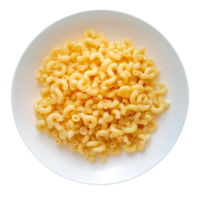 A plate of dry macaroni noodles arranged neatly on a clean transparent background showcasing their unique shapes and texture, dry macaroni in a plate on transparent background png