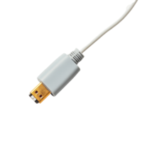 A closeup of a gray connector plug with a gold tip on a clean transparent background highlighting its design and functionality, connector plug on transparent background png