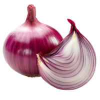 Fresh red onion isolated on a clean transparent background for culinary displays and food recipes, Onion isolated on transparent background png