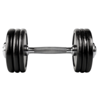 Dumbbell resting on a clean transparent background highlighting strength training equipment for fitness enthusiasts, dumbbell isolated isolated on transparent background png