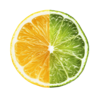 Fresh slices of lemon and lime isolated on a transparent background for culinary and decorative use, Slice of lemon and lime fruit isolated on transparent background png