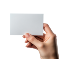 A hand displays a blank card against a clean transparent background, perfect for customizable messages or designs, Hand Holding Blank Card transparent background png