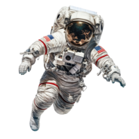 An astronaut in a space suit floats against a bright transparent background, showcasing the visor and intricate suit details, Cosmonaute on transparent background png