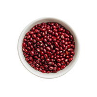 Azuki red beans displayed in a transparent bowl on a clean transparent background for culinary use, Azuki red bean in transparent bowl on transparent background png