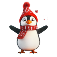Cheerful penguin setting New Year goals while celebrating with festive decorations on a transparent background, Penguin with New Year Goals on transparent background png
