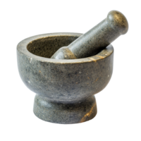 Stone mortar and pestle set on a transparent background, ideal for grinding spices and herbs in culinary applications, Stone Mortar and Pestle on transparent background png