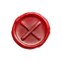 Red wax seal with a rejected mark isolated on a transparent background, perfect for indicating disapproval or denial, Wax Seal with Rejected Word Isolated png