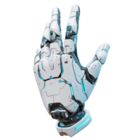 Futuristic android hand pointing with intricate design features on a clean, transparent background, Futuristic Android Hand Pointing on transparent background png
