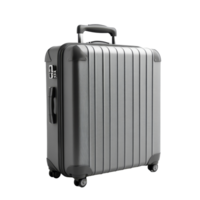 Stylish gray travel suitcase ready for adventure, perfect for your next trip or getaway, big gray travel suitcase, file of isolated object with shadow on transparent background png