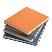 colorida papel cadernos empilhado em uma transparente fundo para escritório organização e tomando notas precisa, papel cadernos para escritório trabalhos em transparente arquivo de fundo png