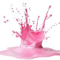 A vibrant splash of pink paint creates dynamic patterns against a clean transparent background, showcasing artistic expression, Pink Paint Splash on transparent background png
