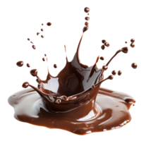 A delicious splash of rich chocolate creating a dynamic pattern isolated on a transparent surface for culinary and creative uses, Chocolate Splash Isolated on transparent background png