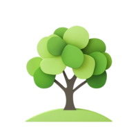 A vibrant green tree design on a crisp transparent canvas showcasing natures simplicity and beauty in art, On a transparent or transparent background canvas, a vibrant green 3D icon portrays an png