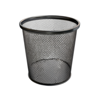 Mesh trash can isolated on a clean transparent background perfect for minimalistic decor and organization, mesh trash can isolated on transparent background png