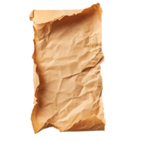 Torn open brown packing paper isolated on a transparent background showcasing crumpled texture and natural color, torn open brown packing paper isolated on transparent background png